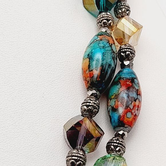 Artisan Multicolored Art Bead Crystal 40 Inch Beaded Necklace, No Clasp - Picture 6 of 15